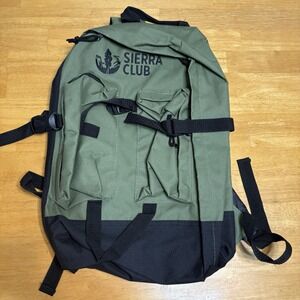 Sierra Club Backpack Rucksack Bookbag Olive Green Lightweight 17.5"x12.5"x6"